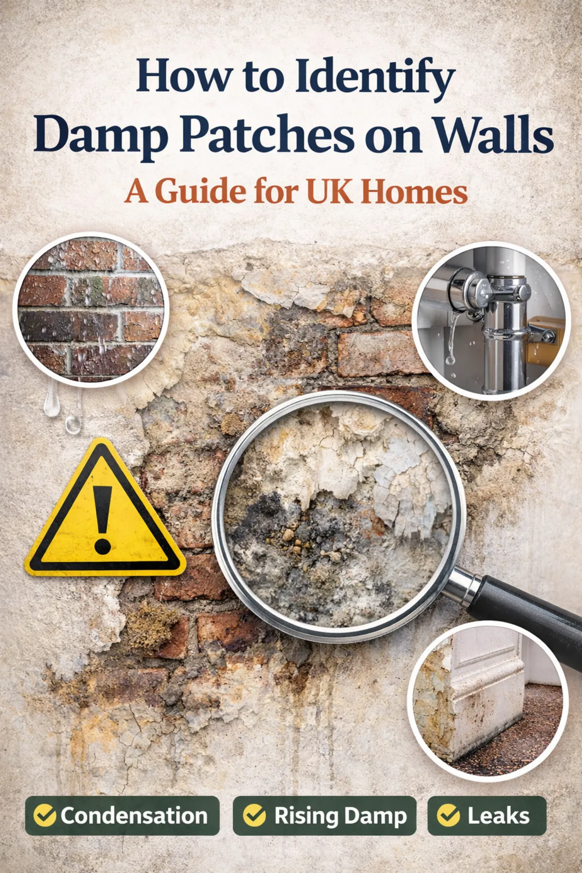 Damp patches on walls in a UK home with signs of moisture damage and common problem areas